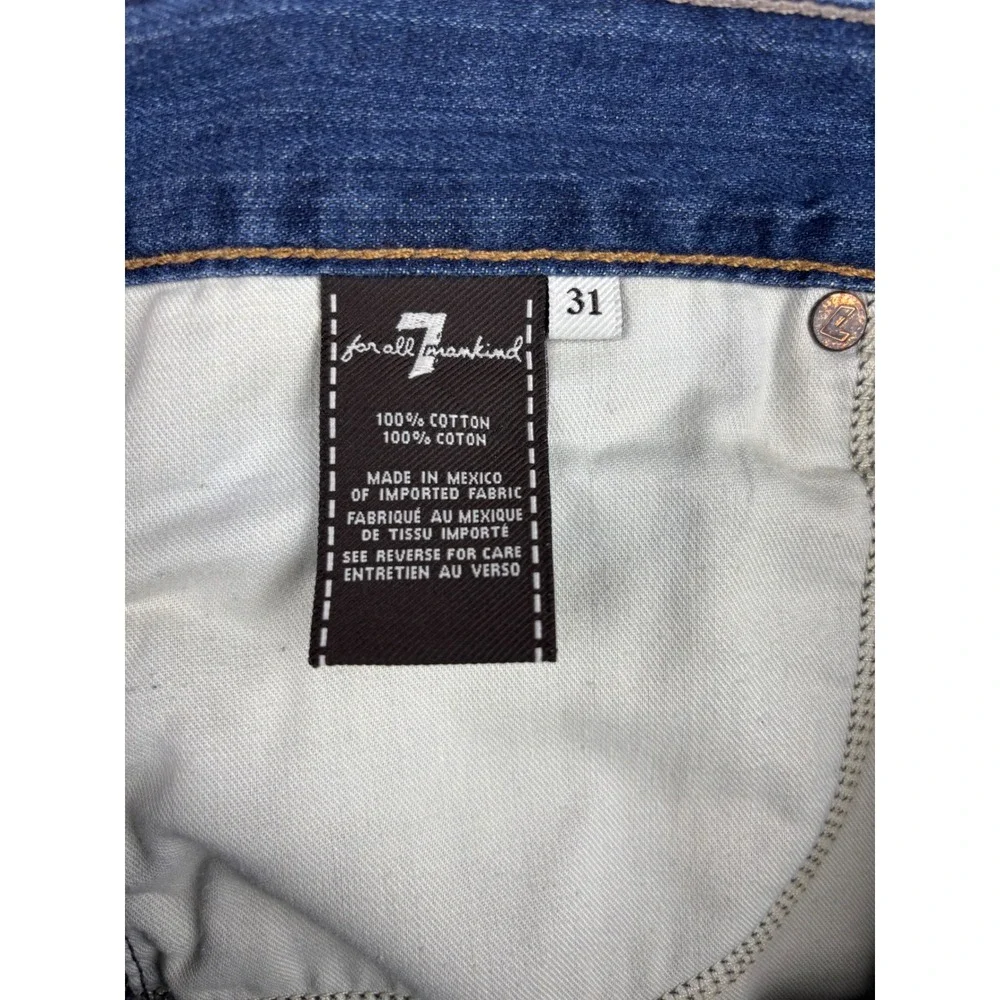 7 For All Mankind Mens 31x31 Standard Straight Leg Blue Cotton Button Fly Jeans
